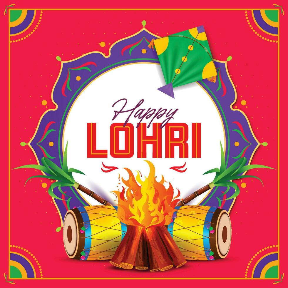 vector ilustración de contento lohri fiesta antecedentes para punjabi festival