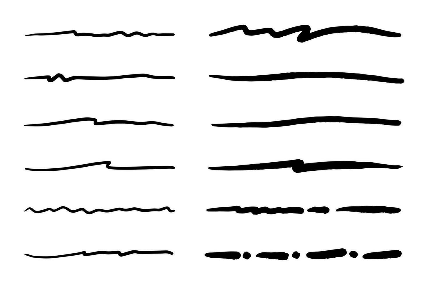 Vector set of hand drawn underline.