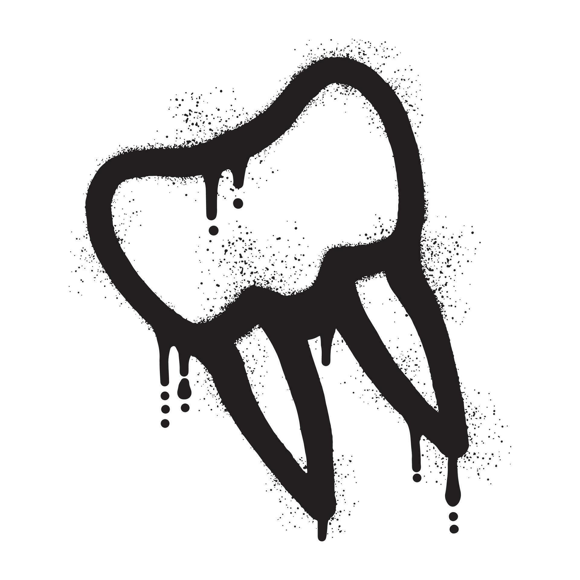 Tooth graffiti drawn with black spray paint 36040959 Vector Art at Vecteezy