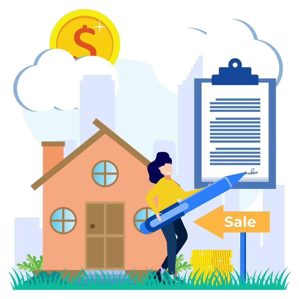 Illustration vector graphic cartoon character of buy and choose housing
