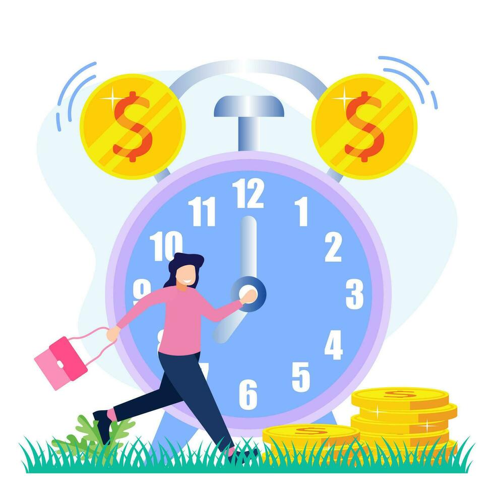 Illustration vector graphic cartoon character of time is money