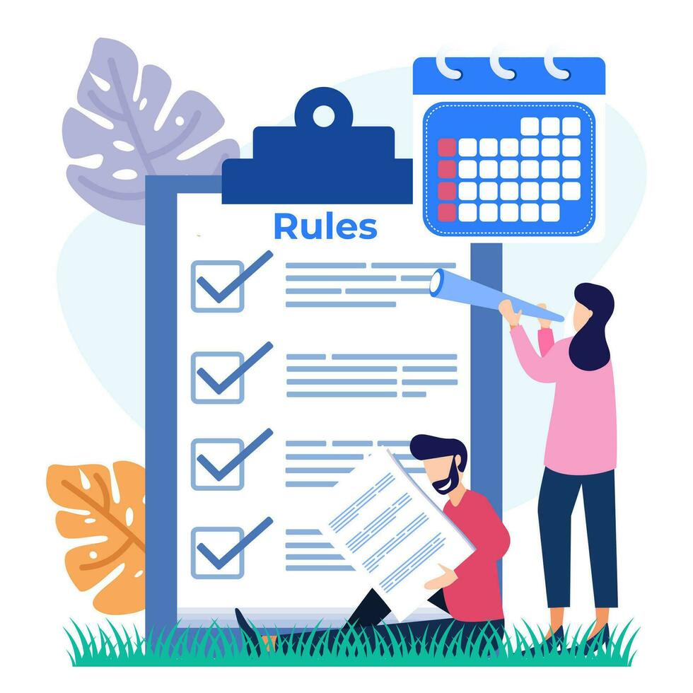 Illustration vector graphic cartoon character of list of rules