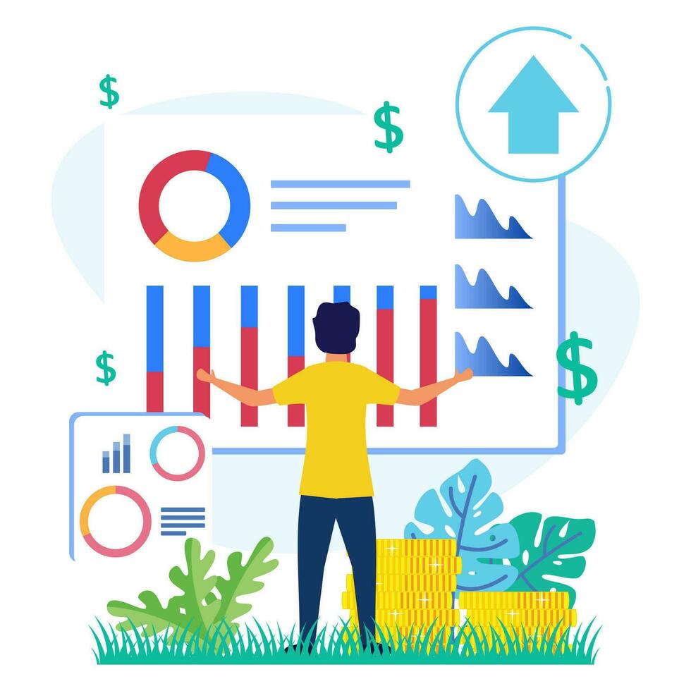 Illustration vector graphic cartoon character of stock market