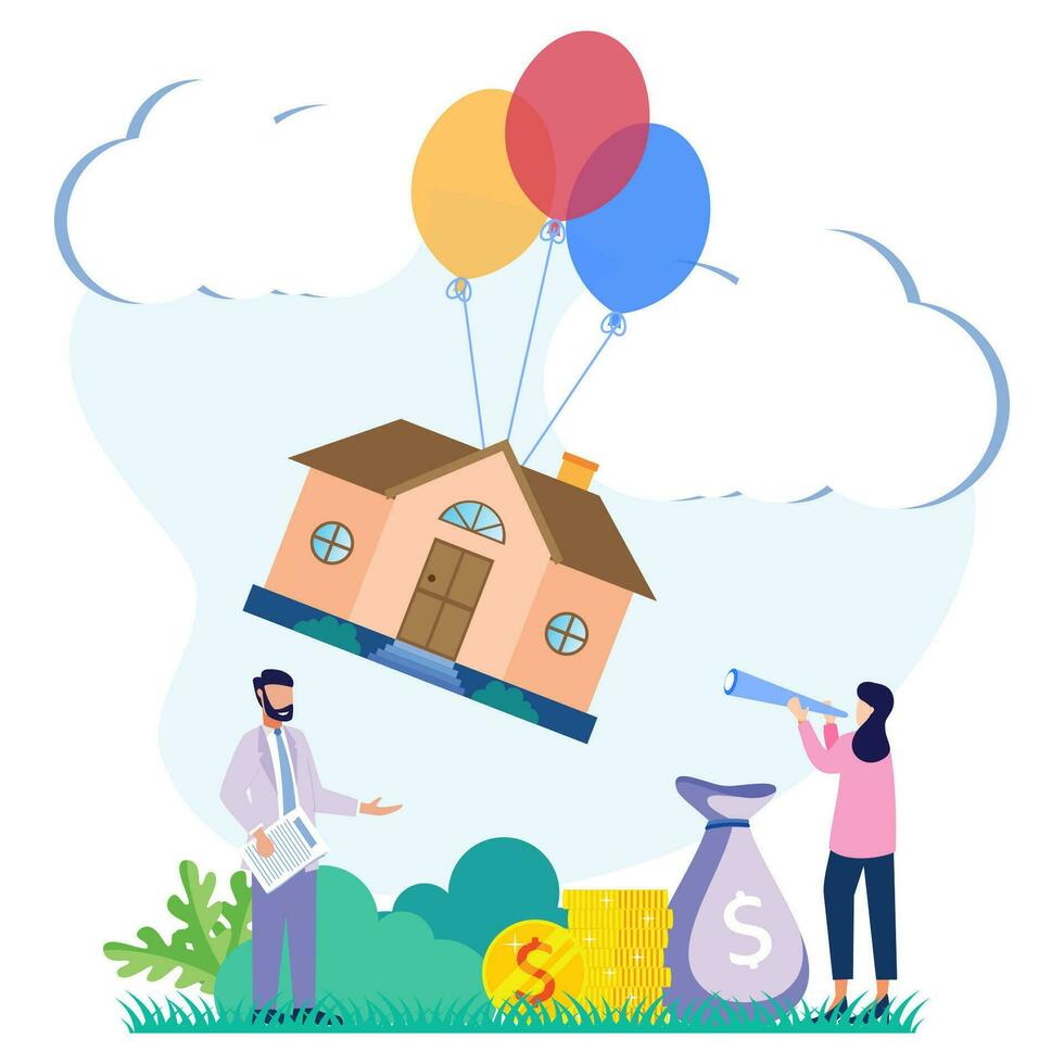 Illustration vector graphic cartoon character of buy and choose housing