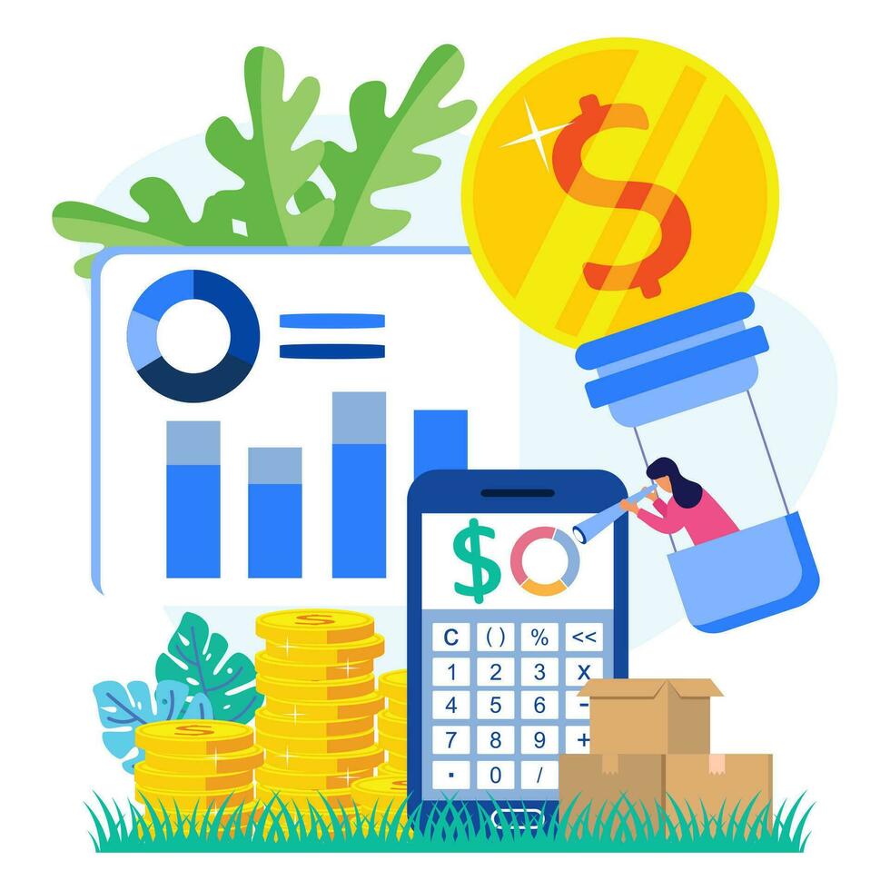 Illustration vector graphic cartoon character of stock market