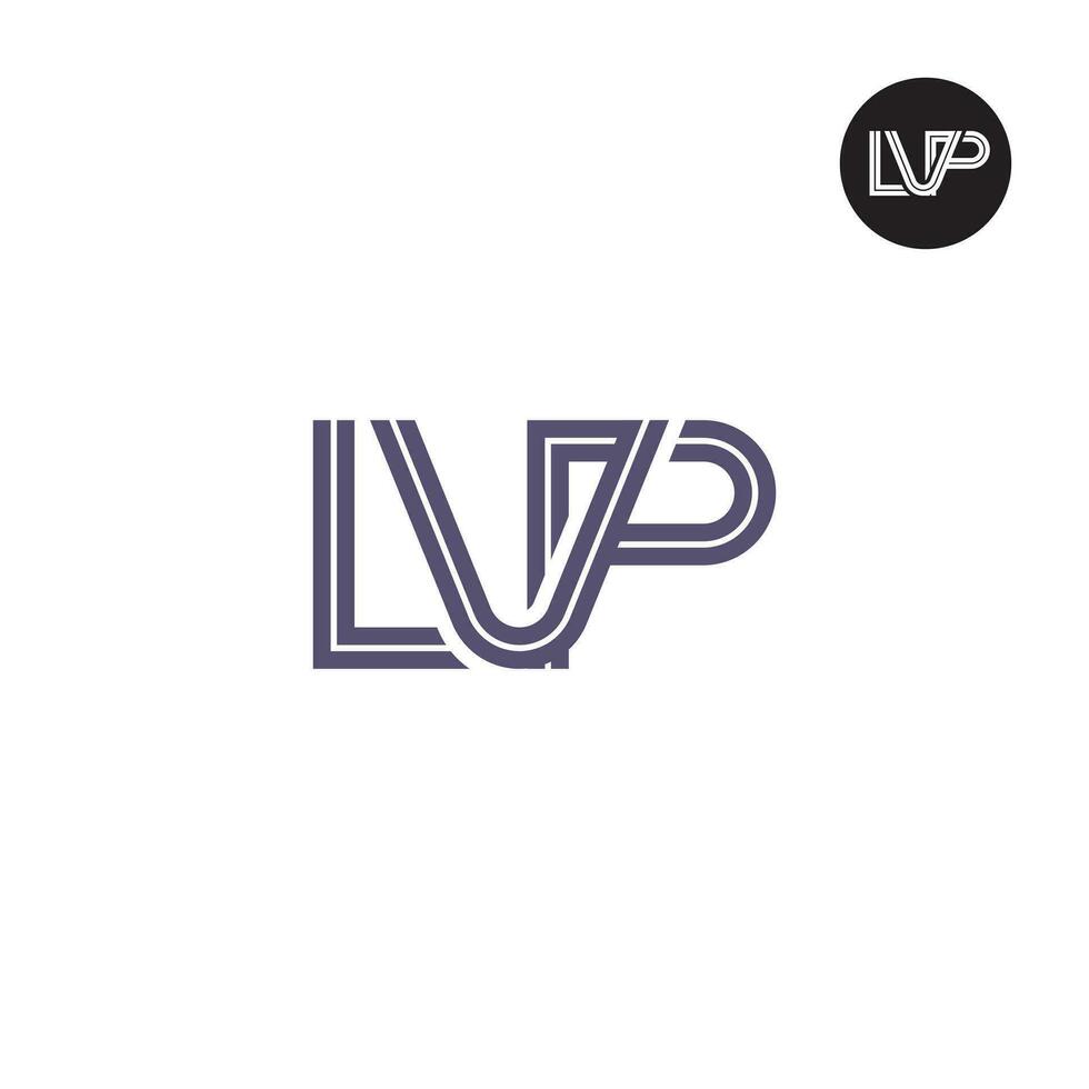 letra lvp monograma logo diseño con líneas vector