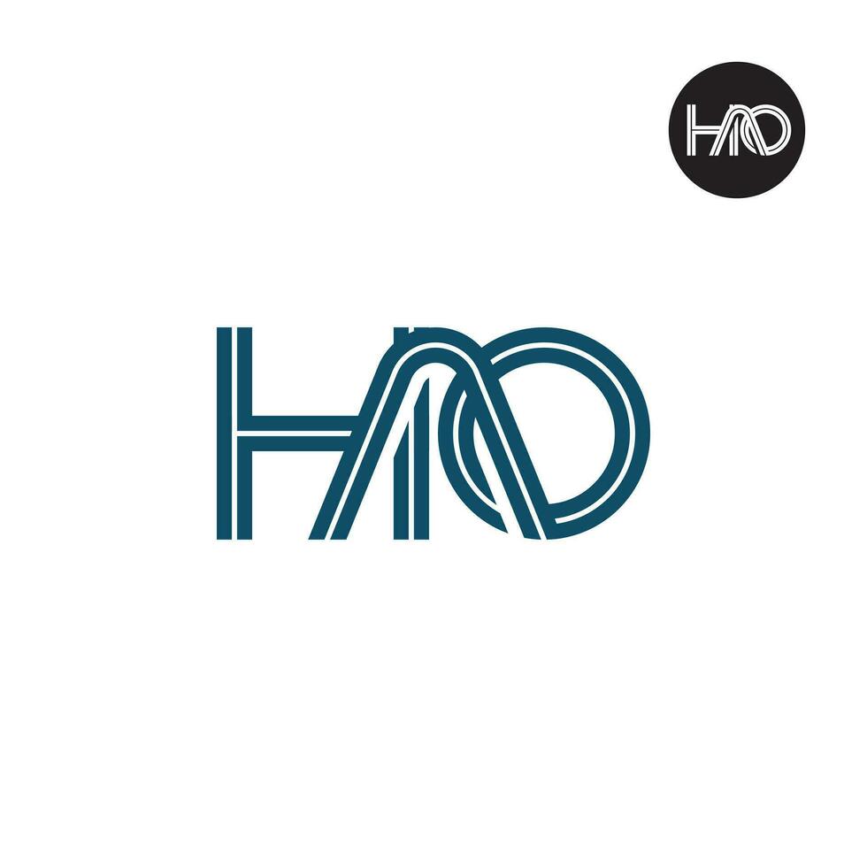 Letter HAO Monogram Logo Design with Lines vector
