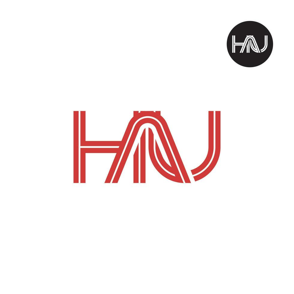 Letter HAU Monogram Logo Design with Lines vector