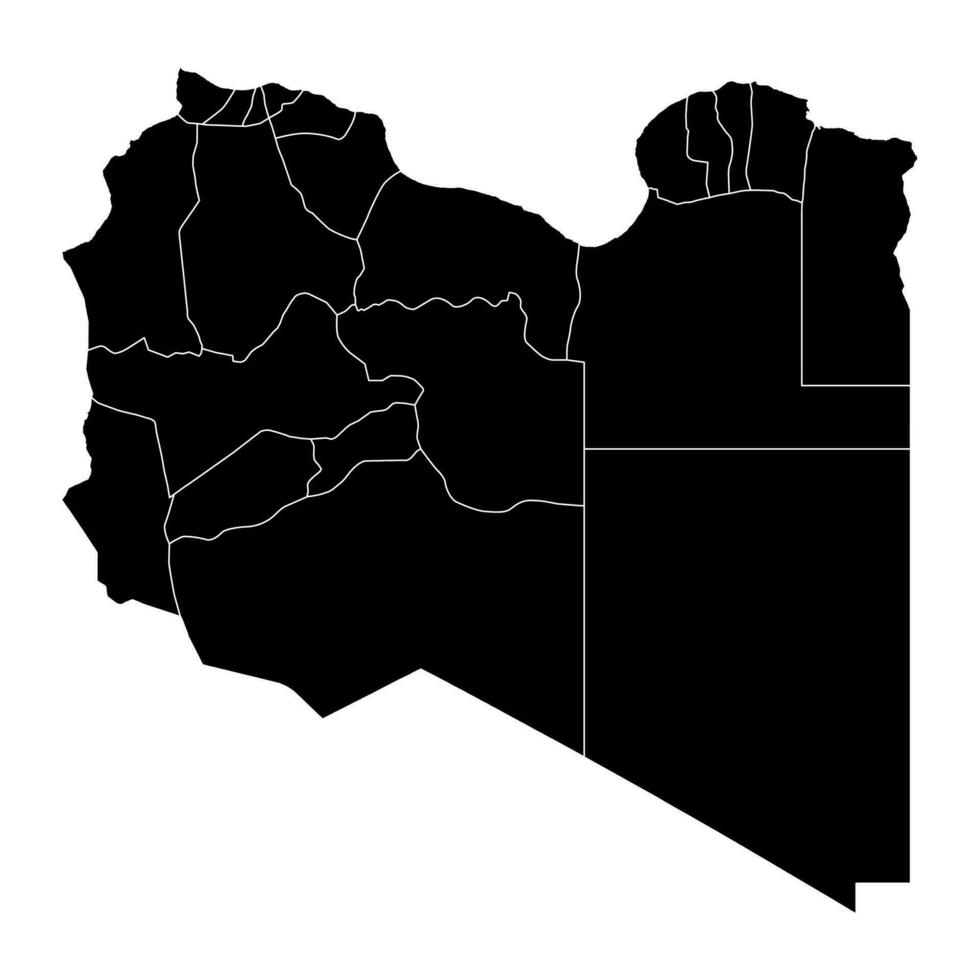 Libya map with administrative divisions. Vector illustration.