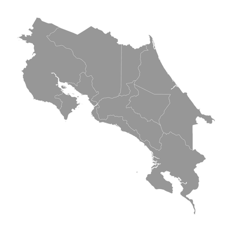 Costa Rica map with administrative divisions. Vector illustration.