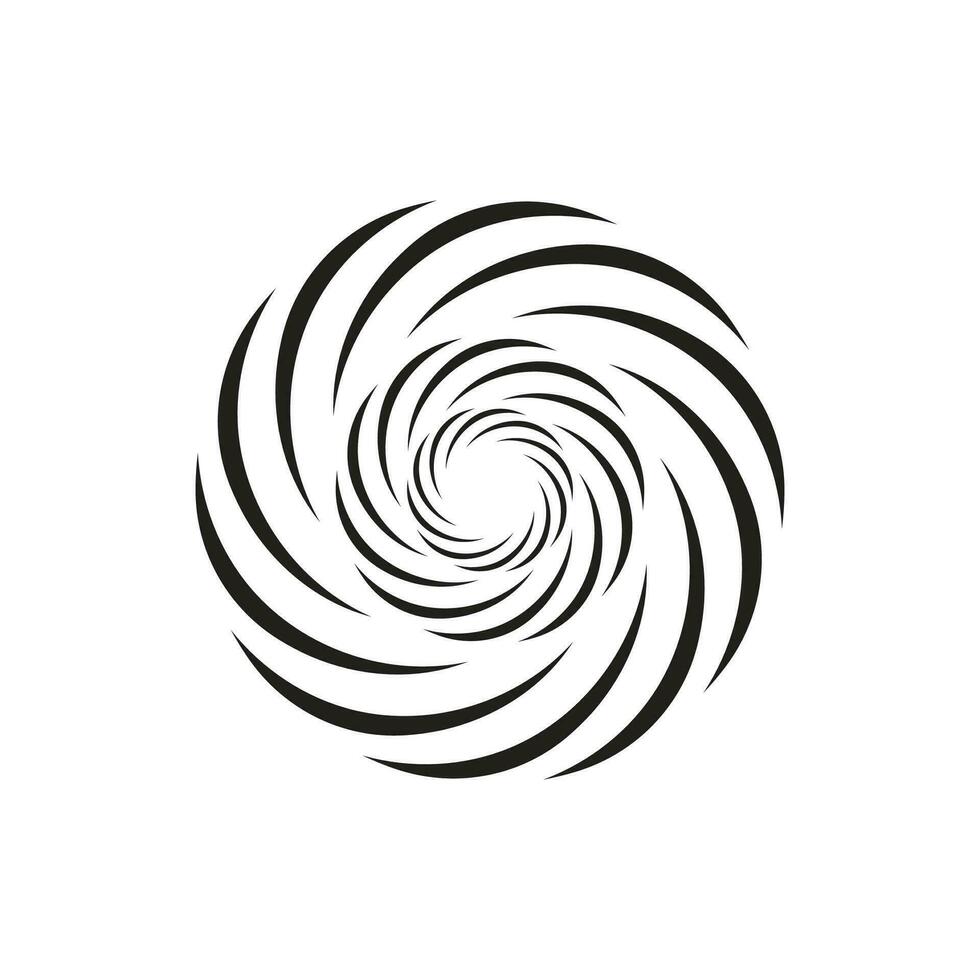 Swirling circles. Abstract spirals and liquid twirls. Hypnotic shapes black vector graphic, vortex symbol.