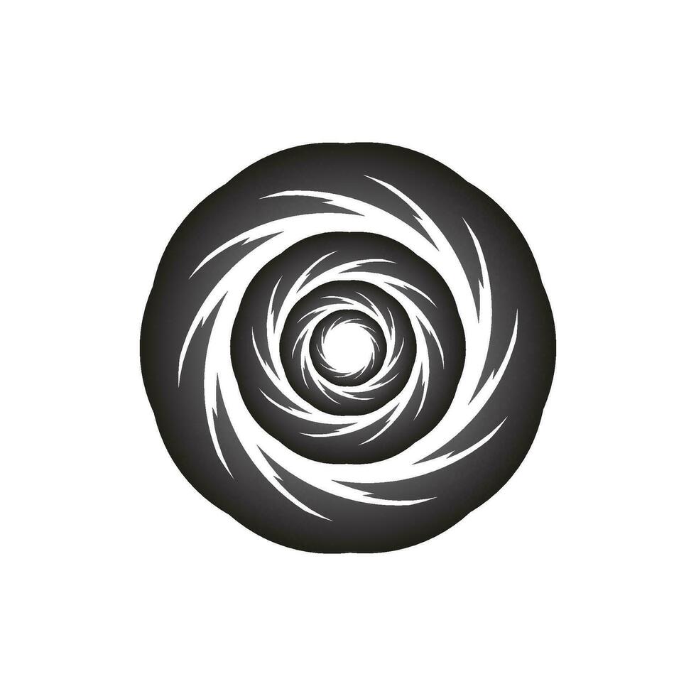 arremolinándose círculos resumen espirales y líquido gira hipnótico formas negro vector gráfico, vórtice símbolo.