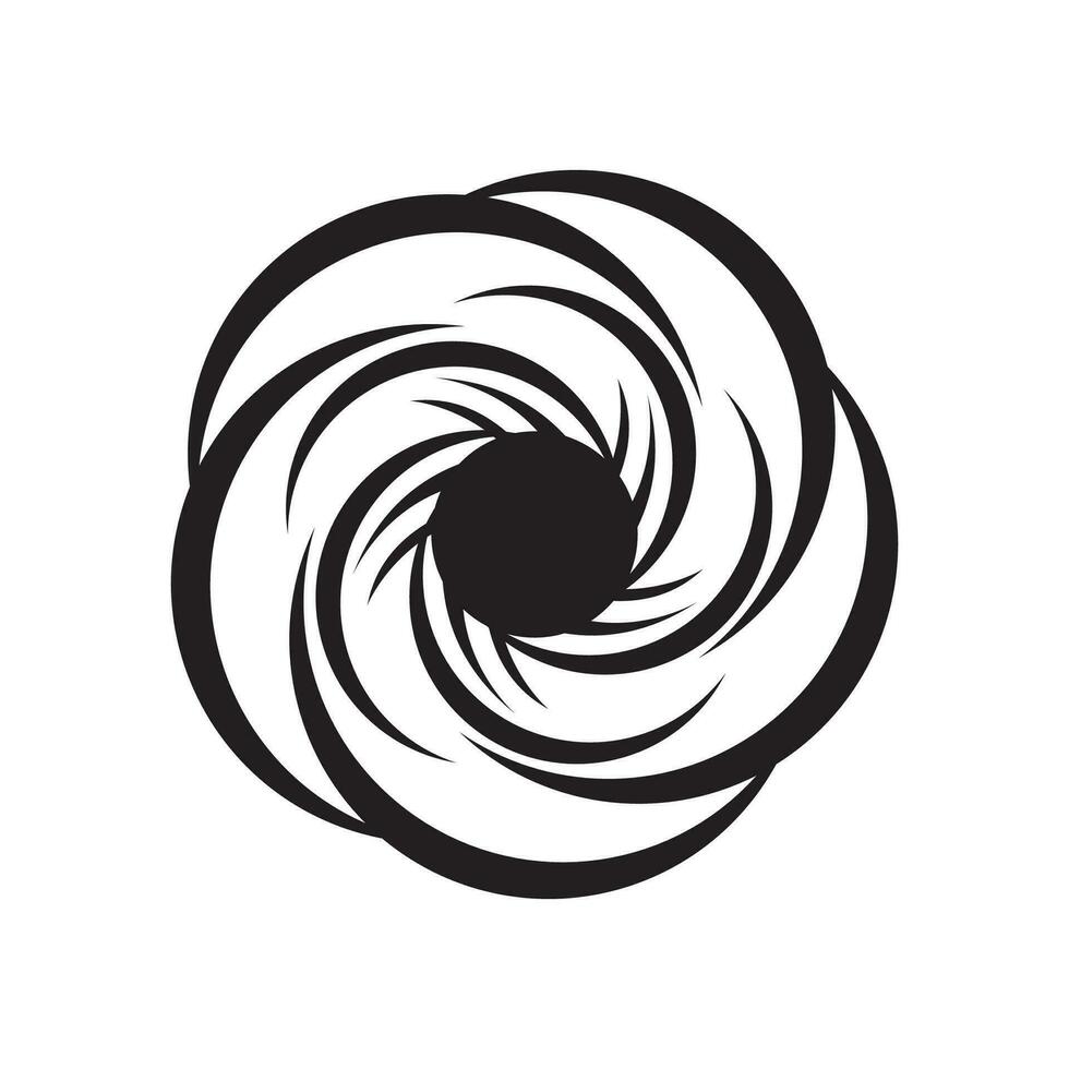Swirling circles. Abstract spirals and liquid twirls. Hypnotic shapes black vector graphic, vortex symbol.