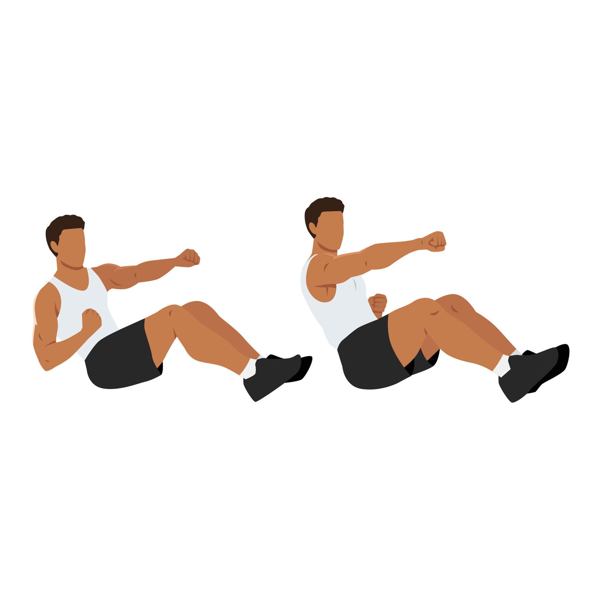 Man doing seated punches exercise. 36041645 Vector Art at Vecteezy