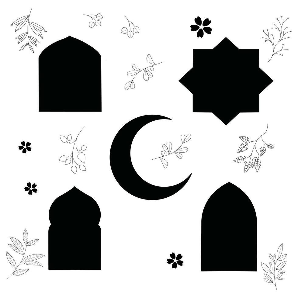 black and white illustration of ornament during Ramadan vector
