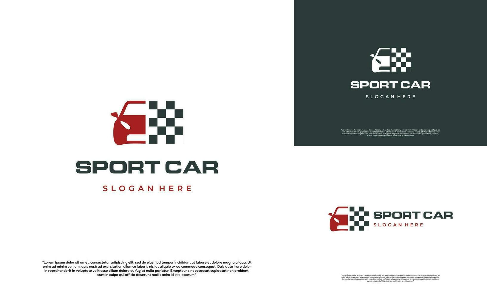 Car and checkered flag logo design racing concept vector