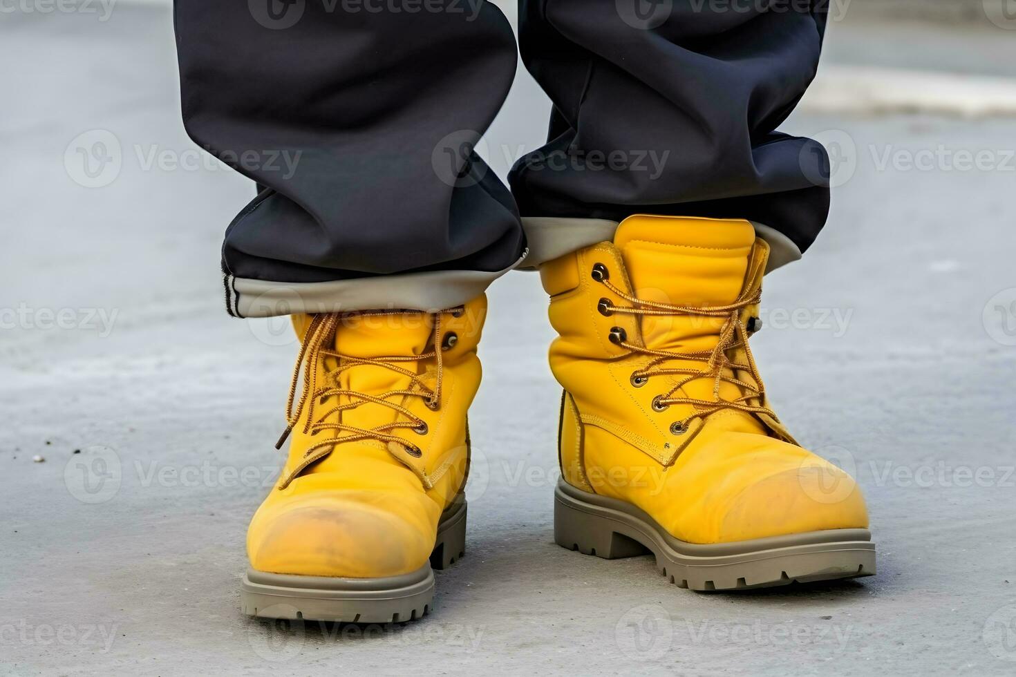 AI generated Close up safety shoes men use for protection accident in factory. Neural network AI generated photo