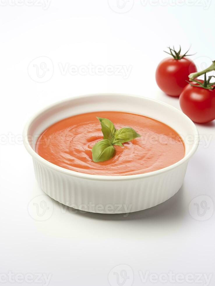 AI generated white bowl tomato puree soup photo