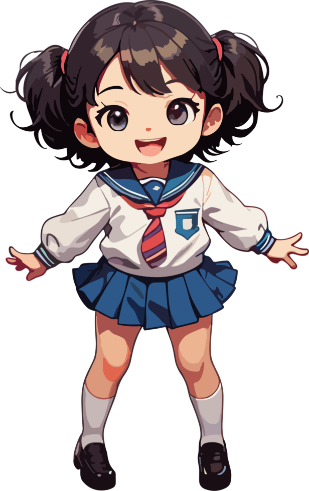 ai gerado feliz menina dentro escola uniforme imagem png