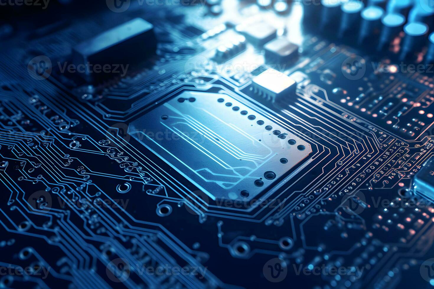 AI generated Central Computer Processors CPU concept. Motherboard digital chip. Technology science background. Neural network AI generated photo