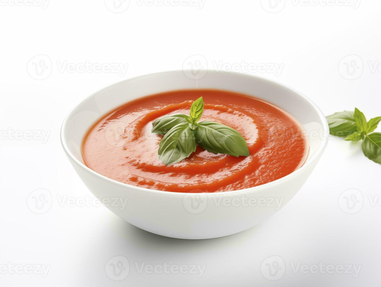 ai generado blanco cuenco tomate puré sopa foto