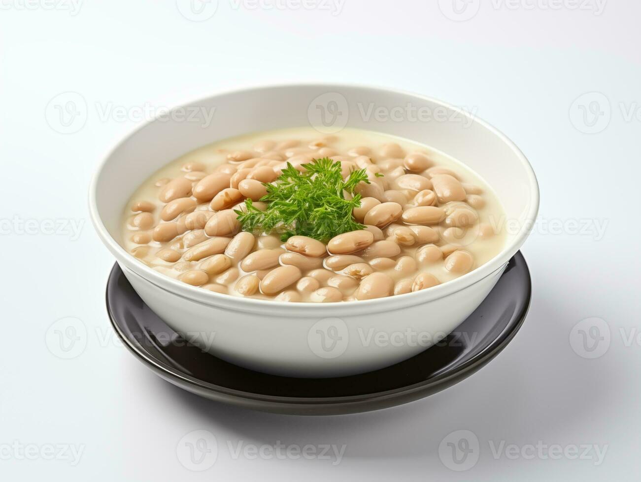 ai generado frijol sopa en un blanco plato foto