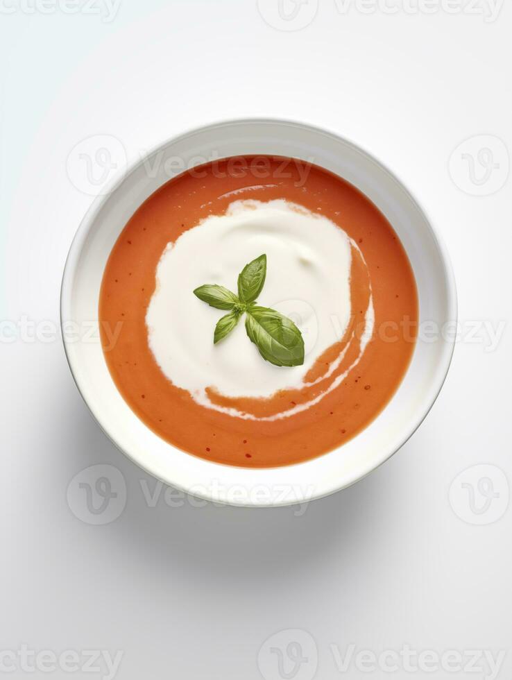 AI generated white bowl tomato puree soup photo