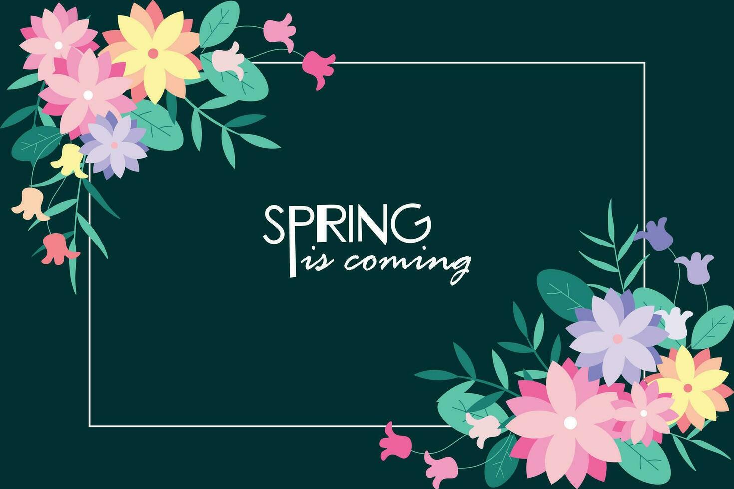 Hello spring text vector background design