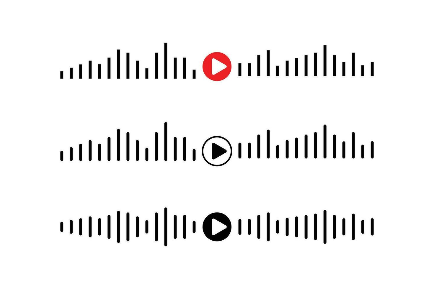 Sound wave icon, podcast player interface, music symbol, sound wave, loading progress bar and buttons. vector
