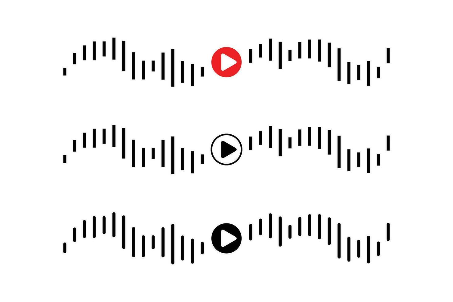 Sound wave icon, podcast player interface, music symbol, sound wave, loading progress bar and buttons. vector