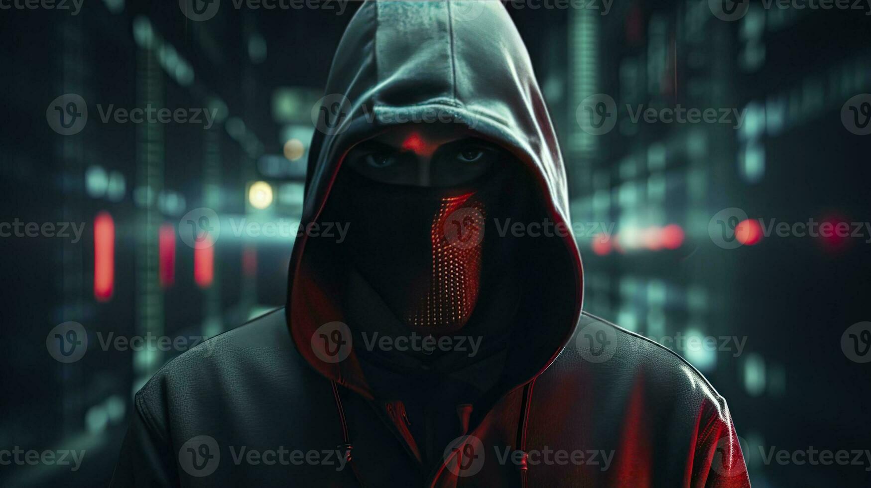 ai generado binario intriga. anónimo robótico hacker concepto de hackear. ai generado foto