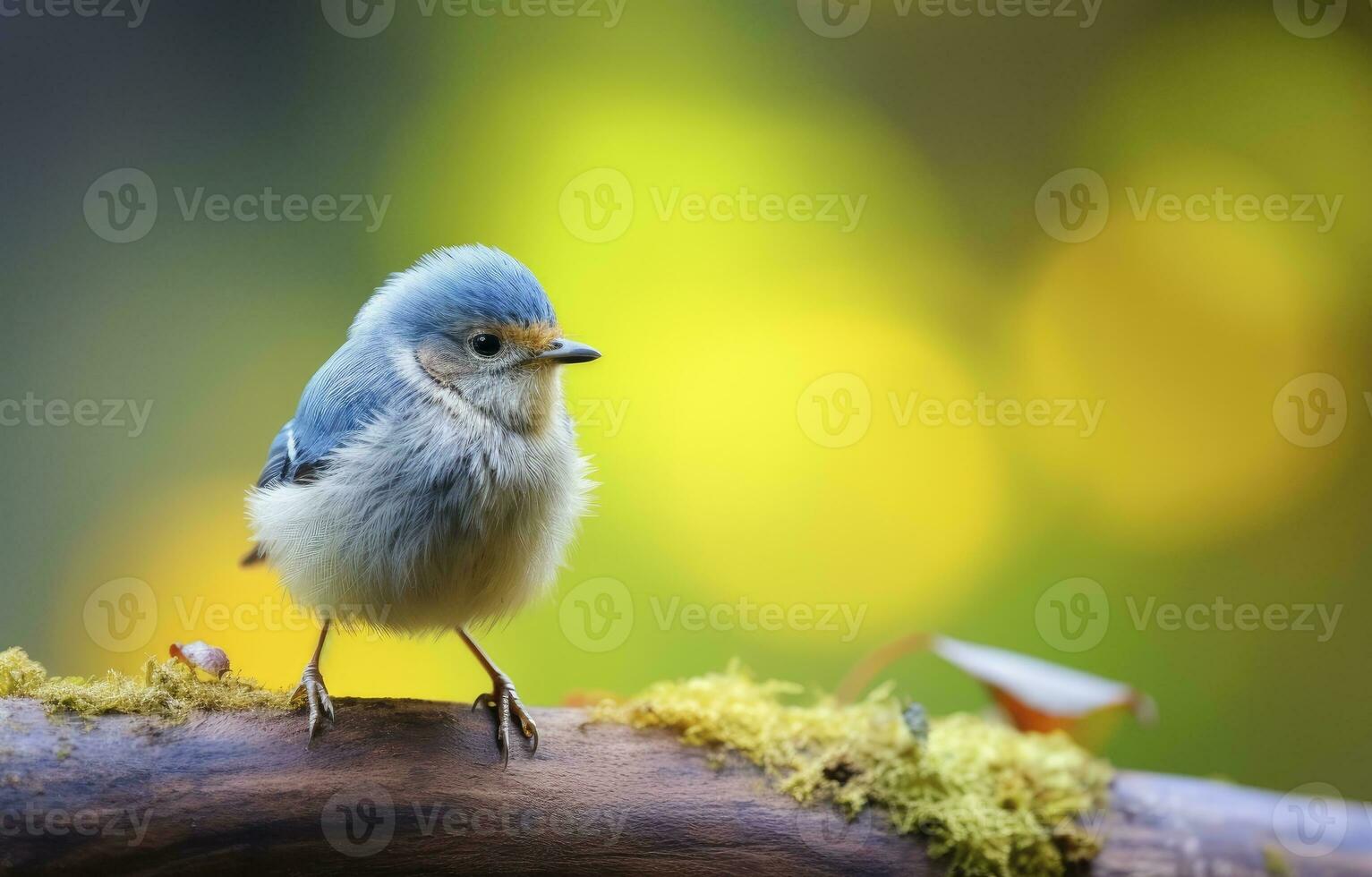 AI generated Cute little bird with a  nature background.  AI Generated. photo