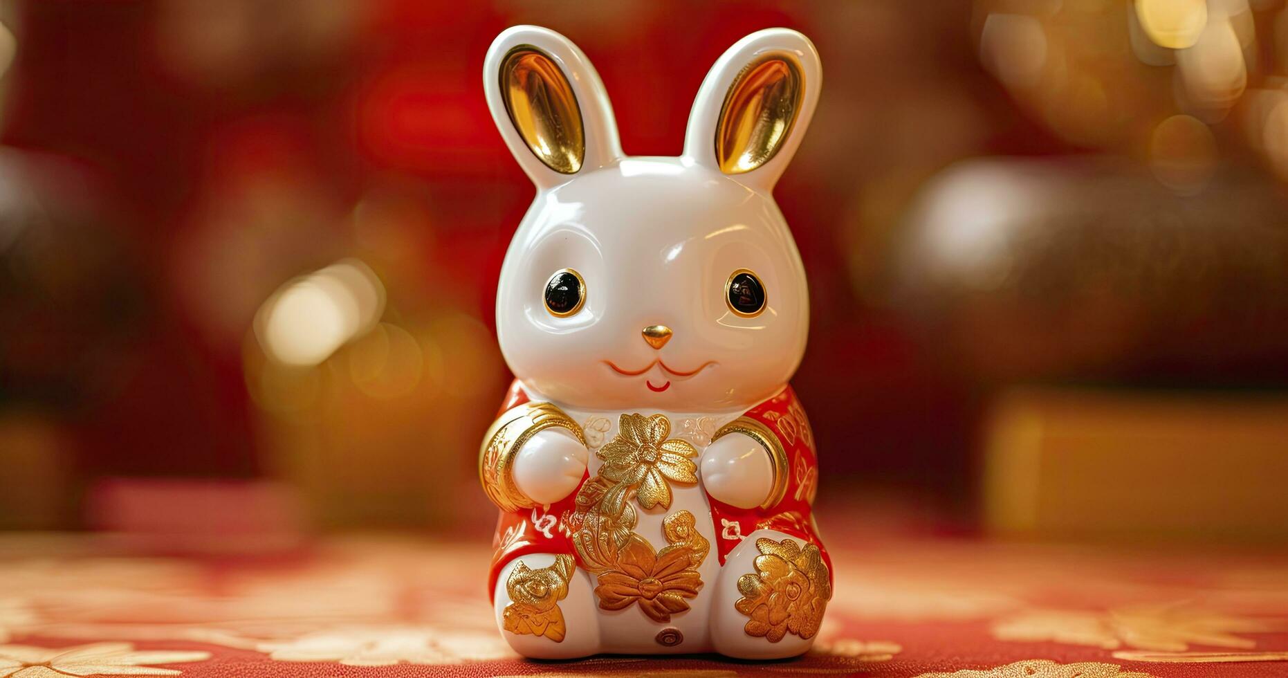 AI generated Chinese new year, year of the rabbit festival celebration background photo