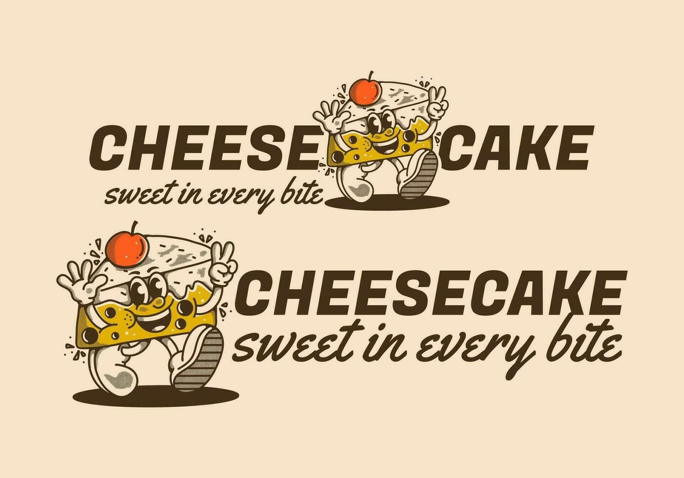 Cheesecake, sweet in every bite. Mascot character illustration of walking cheesecake vector
