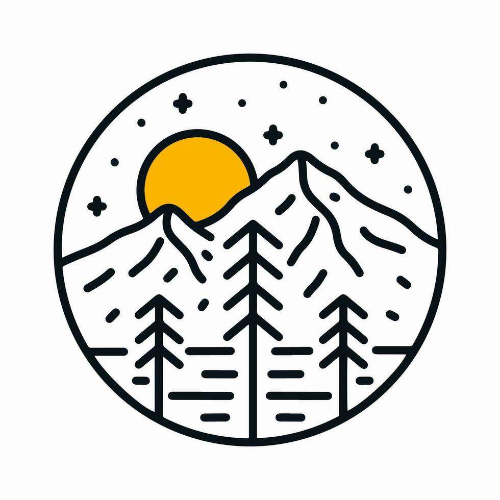 The nature of mountain life design for badge, sticker, t shirt design, etc vector