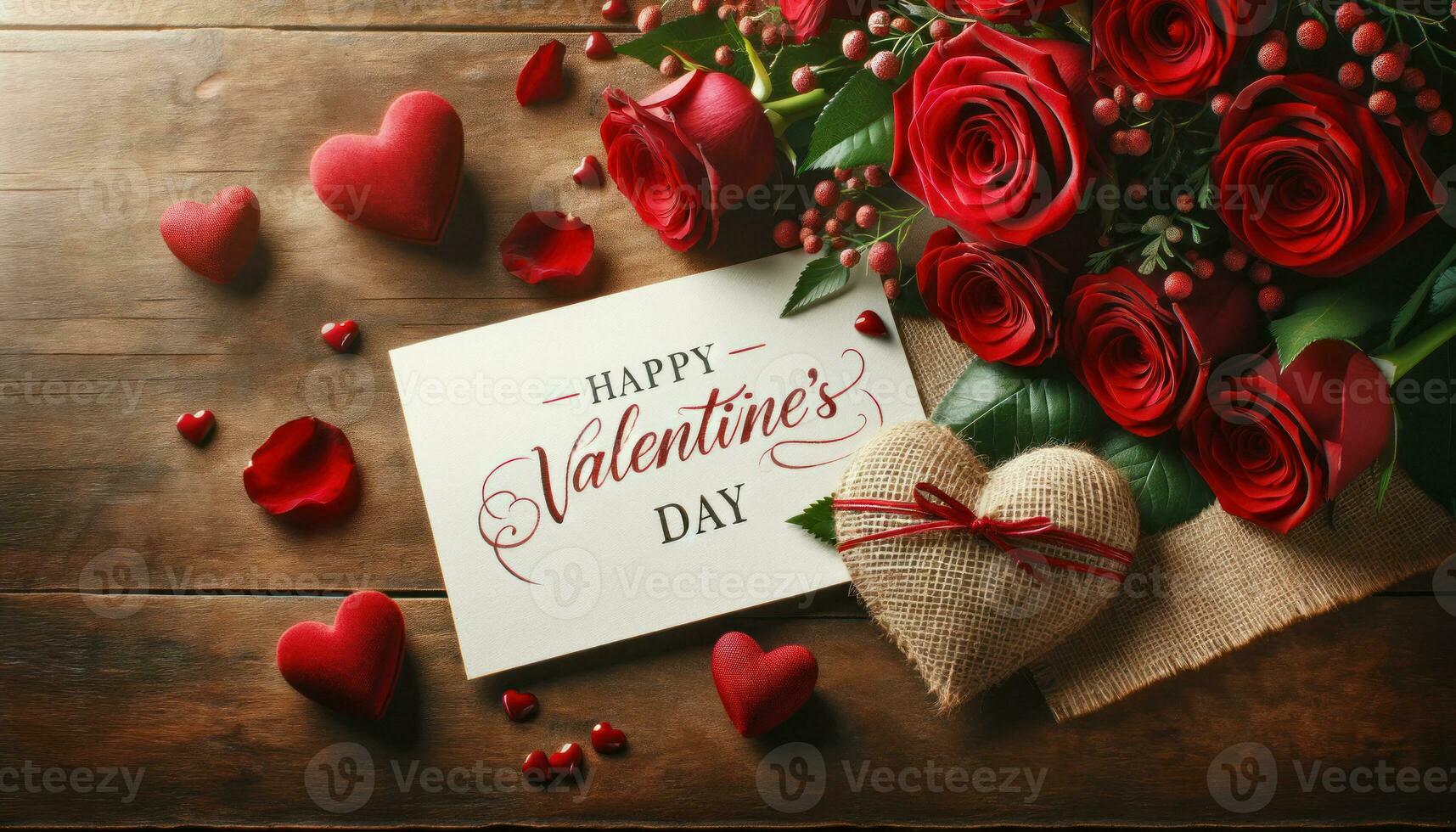 AI generated Valentine's Day Elegance Roses and Heartfelt Wishes photo