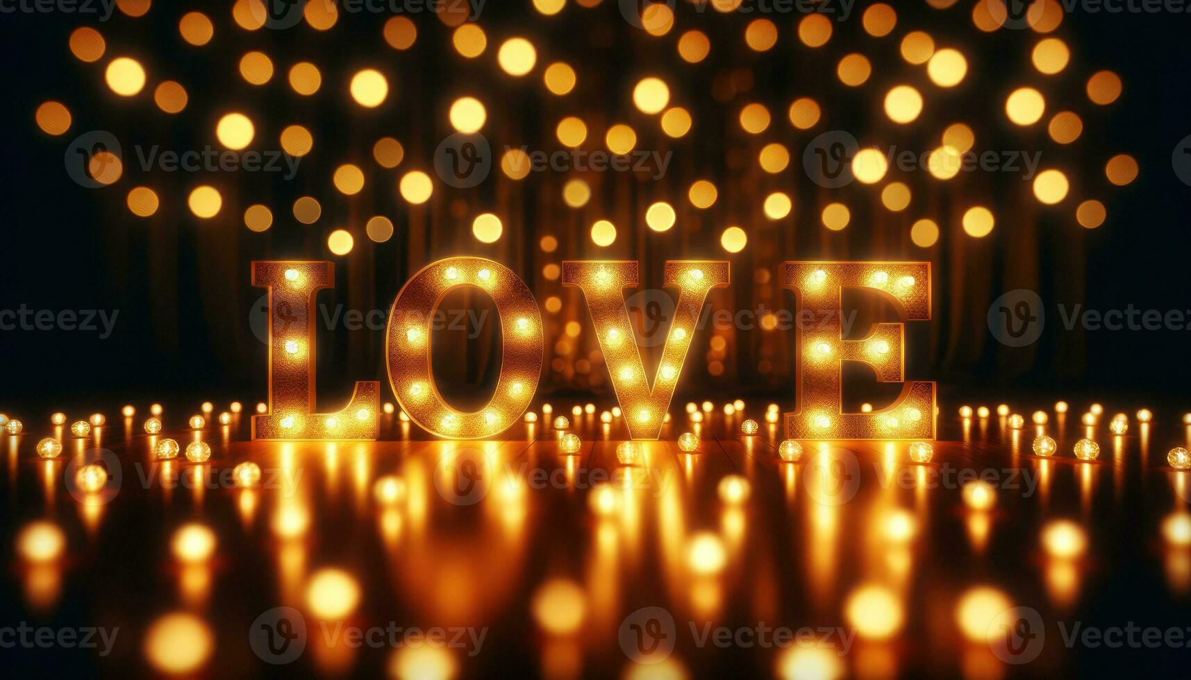 AI generated Illuminated Affection LOVE in Lights photo