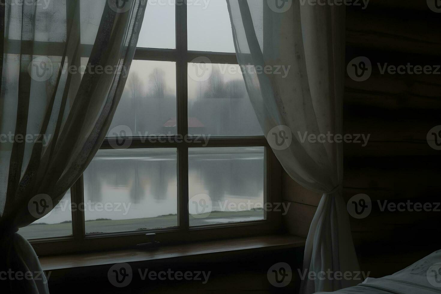 AI generated landscape nature view background. view from window at a wonderful landscape nature view. Neural network AI generated photo