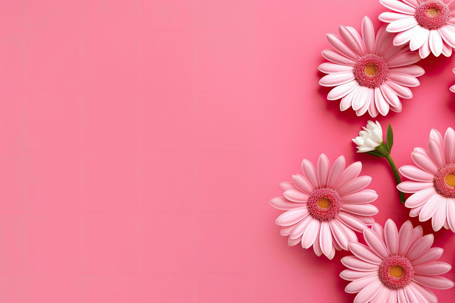 ai generado vibrante y cautivador rosado fondo complementado por floral detalles foto