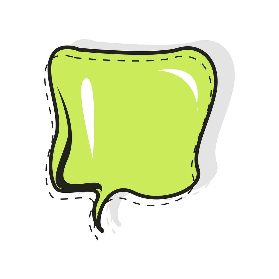 Cartoon pop art speech balloon green color for cartoon. Speech bubble vector, thought or speak empty cloud, communication comic box for message in kids book, blank box artwork illustration vector