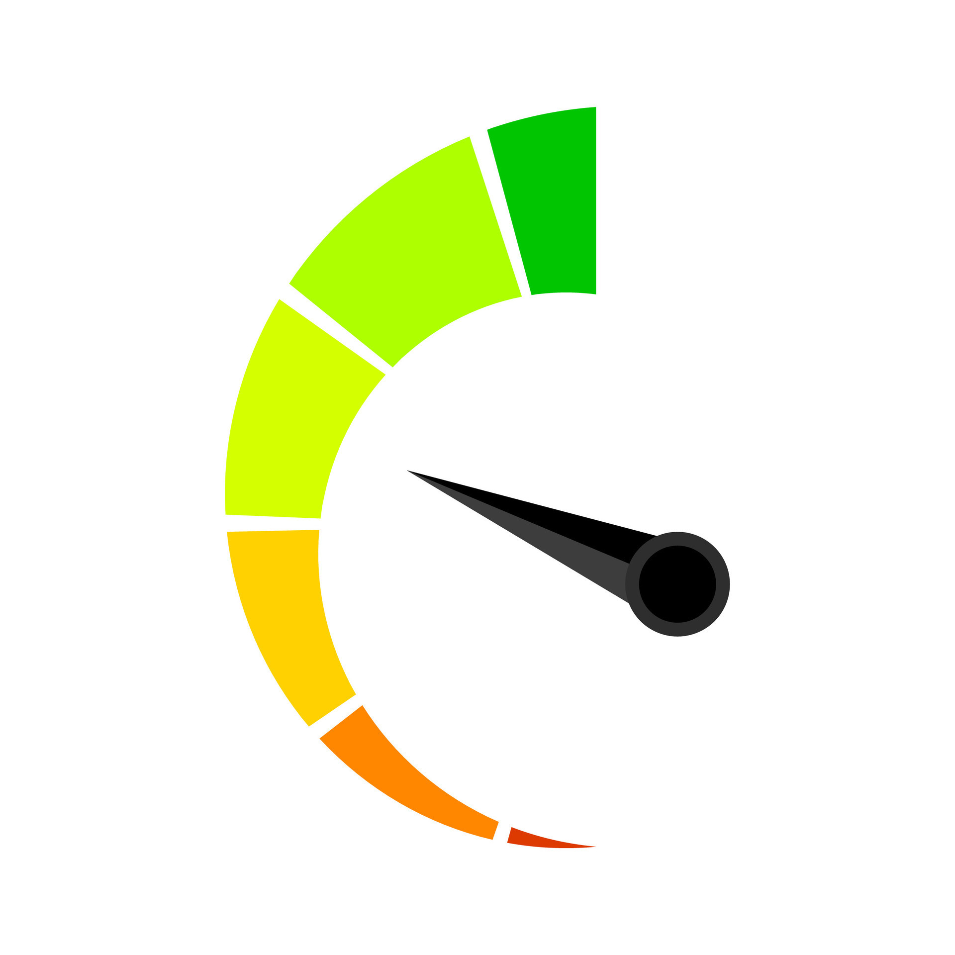 Vertical colored speedometer or barometer indicator. Illustration