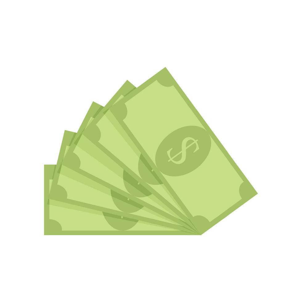 Fan banknote dollar. Cash bill note, banking paper, green dollar currency, vector stack banknote, pay wage banknotes illustration. Money fan salary, heap fanned american dollars