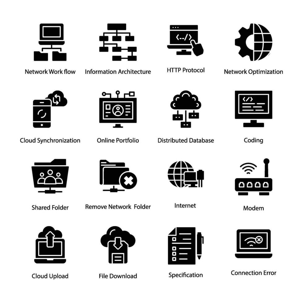 Pack of Data Hosting Icon Vectors