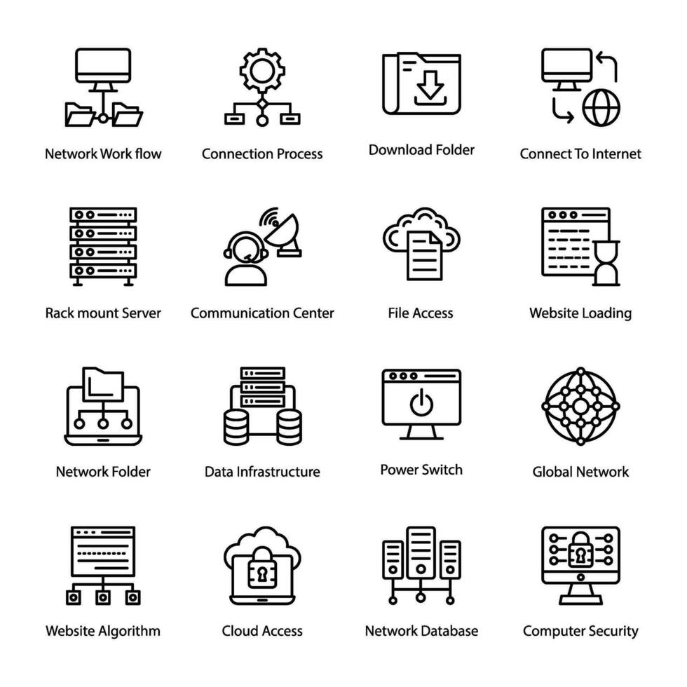 Computer Networks Line Vector Icons