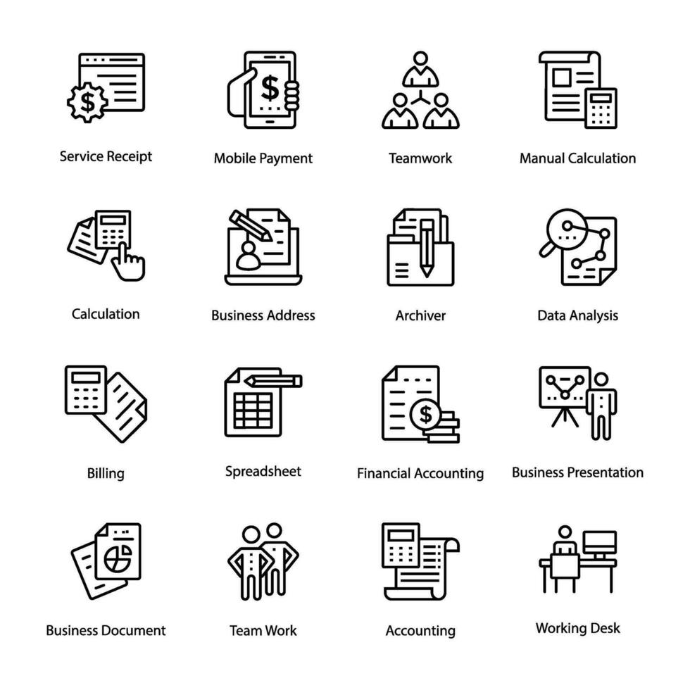 Pack of Accounts Management Line Icons vector