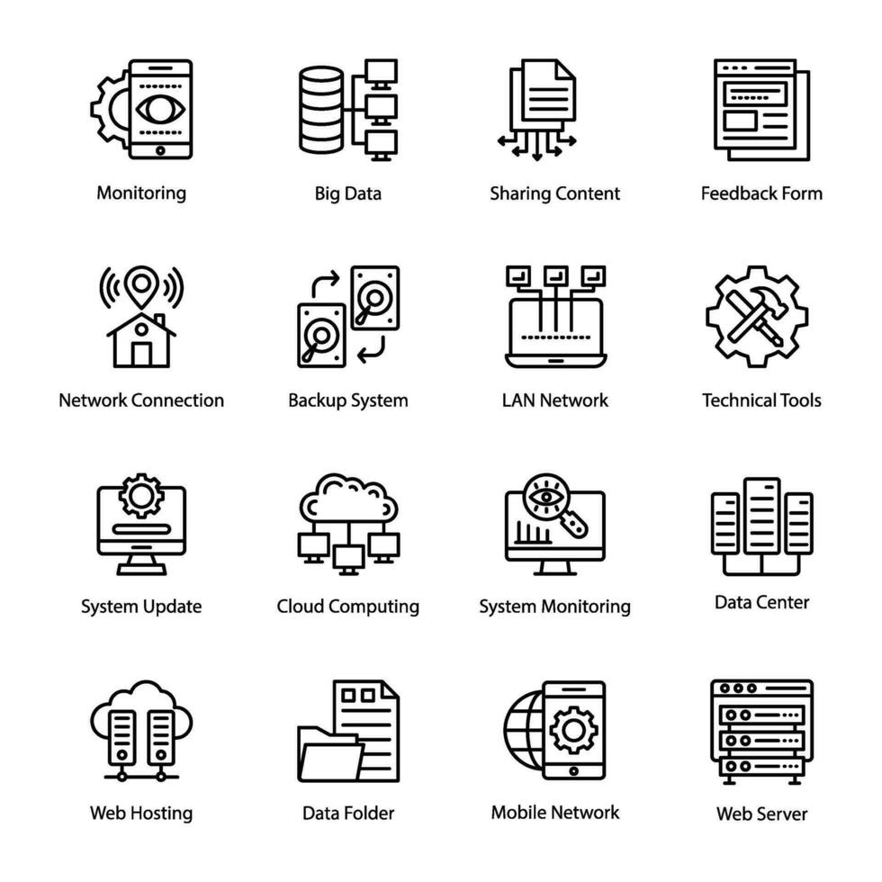 Pack of Networks Line Vector Icons