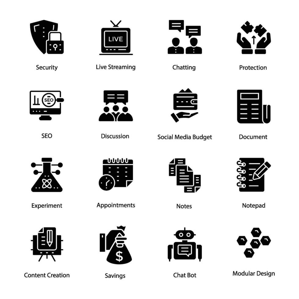 paquete de social medios de comunicación estrategia íconos vector