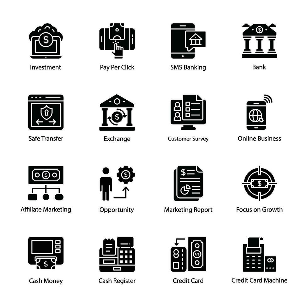 Pack of Banking and Money Flow Icons vector