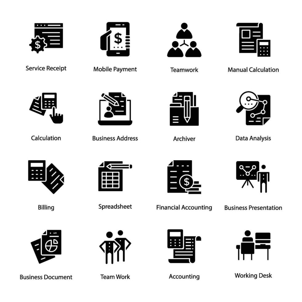 Pack of Accounts Management Glyph Icons vector
