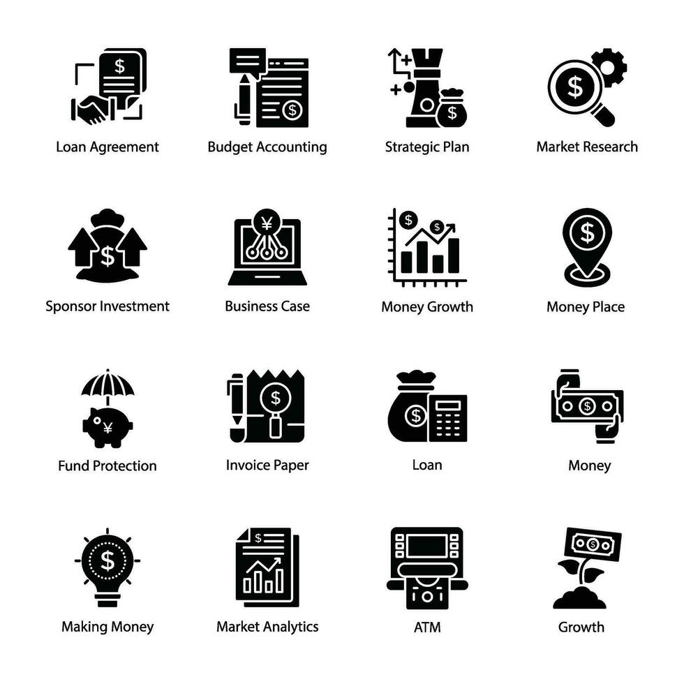Pack of Corporate Trade and Money Flow Icons vector